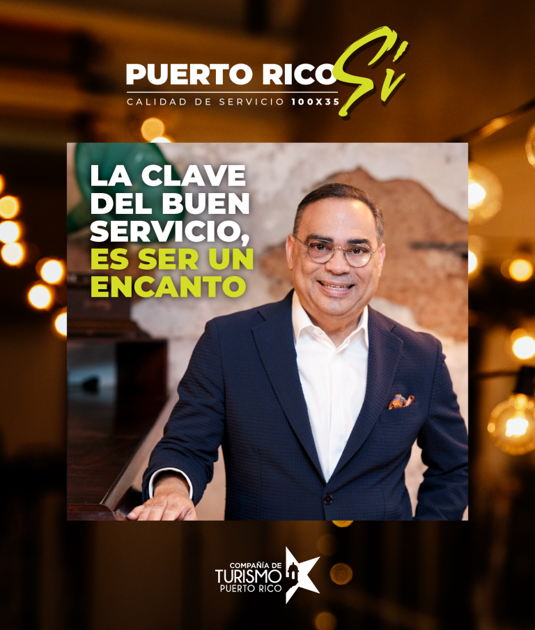 Prensa Gilbertito Santa Rosa Logo Puerto Rico Sí Calidad de servicio 100x35. La clave del buen servicio, es ser un encanto.