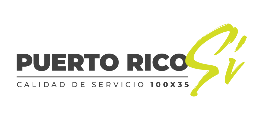Logo - Puerto Sí: Calidad de Servicio 100x35 en color gris oscuro